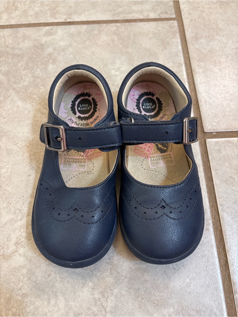 Livie & Luca Navy Blue Leather Mary Jane Shoes Toddler Girls Size 9